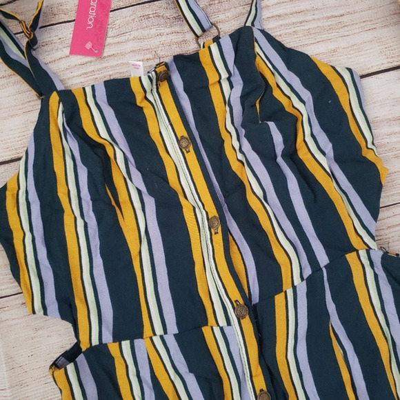 XHILARATION stripe midi button down cutout dress - Picture 4 of 5